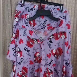 Purple Love Print Pajama Set